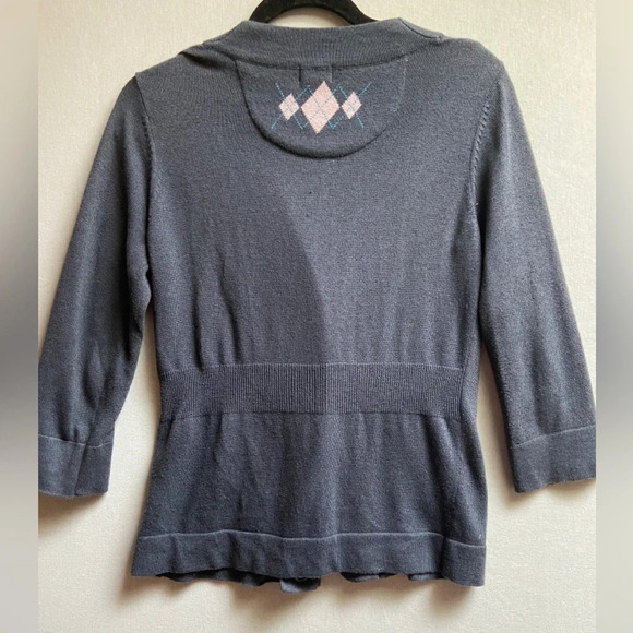 Roots organic  cotton knit 3/4 sleeve sweater cardigan Sz M - Picture 2 of 10